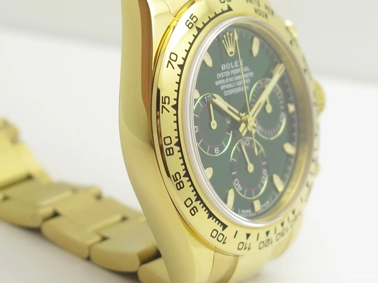 Plated YG 904L 1:1 116508 And SS Case Bracelet Green Clone Edition Dial Best Super A4130 ARF Daytona 0414